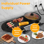 2200W  2 In 1 Electric Hot Pot With BBQ Grill Cooker Smokeless Non-Stick Korean BBQ Grill Shabu Shabu Hot Pot With Independent Temperature Control 5 Gears Firepower For 2-10 People